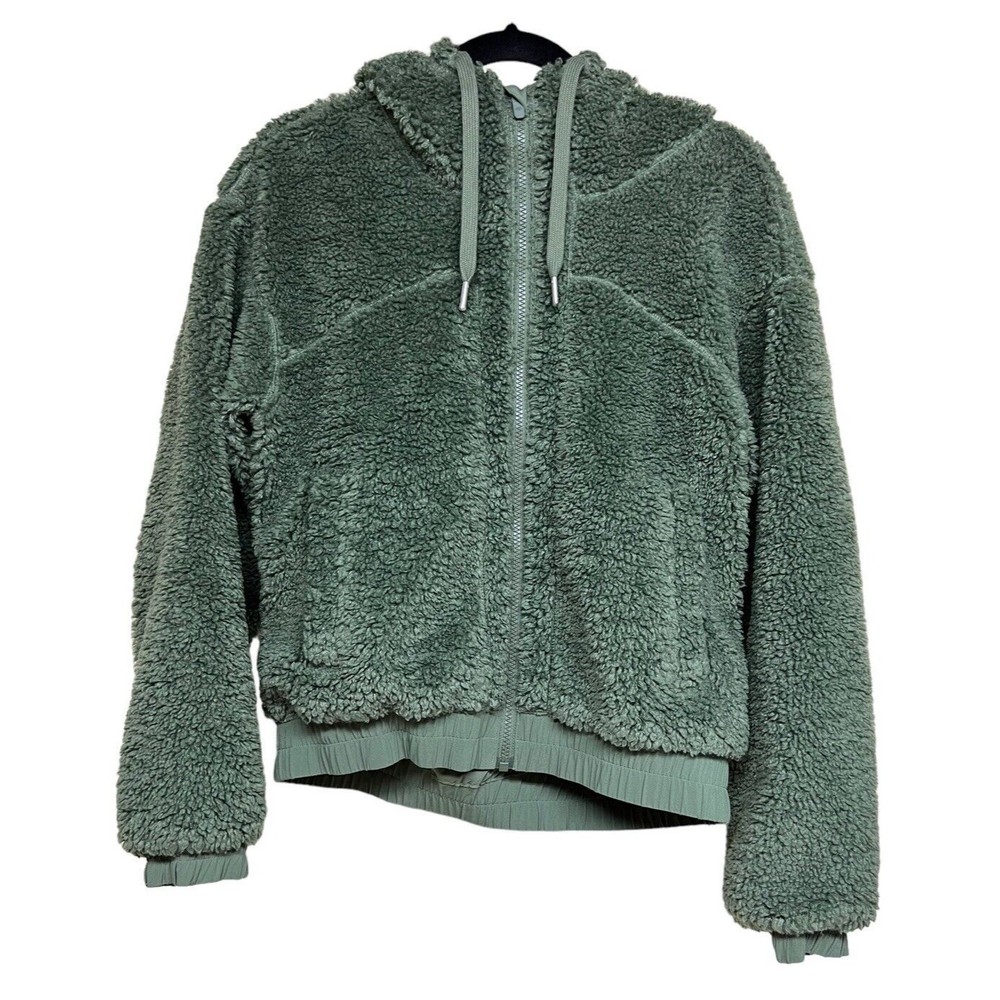 Lululemon Reversible Fleece Jacket Green Twill Women’s Size 6